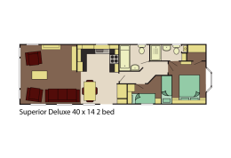 Mobil home résidentiel anglais marque DELTA, modèle Superior deluxe 2CH