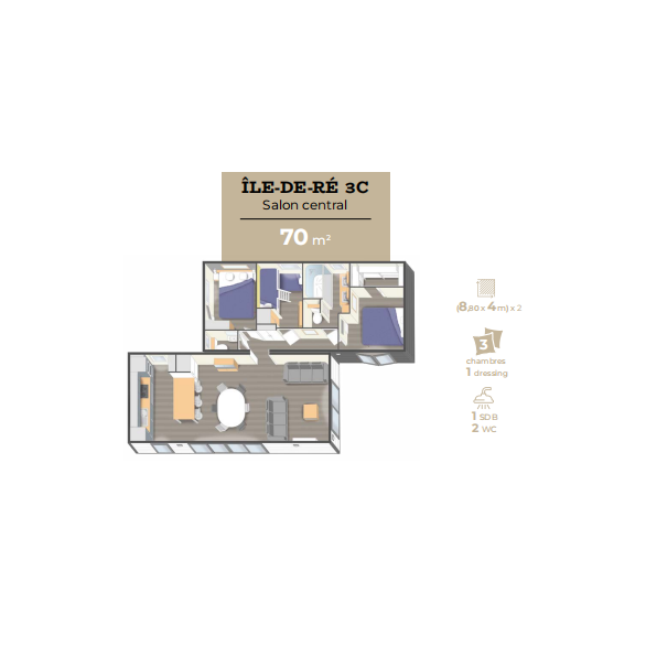 Mobil home NAUTILHOME, modèle Îlederé 3C